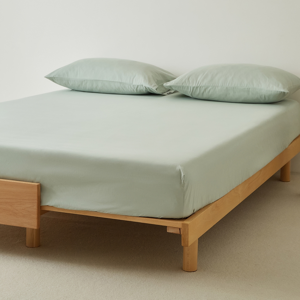 91家纺网 家纺一手货源 找家纺 EH家居 2025新款全棉磨毛纯色单床笠-云栖系列 景蓝色