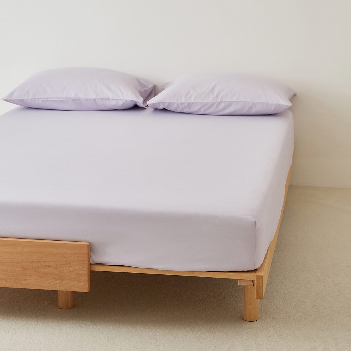 91家纺网 家纺一手货源 找家纺 EH家居 2025新款全棉磨毛纯色单床笠-云栖系列 兰冰紫