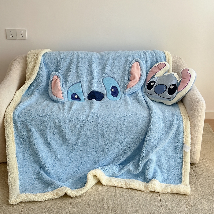 91家纺网 家纺一手货源 找家纺 小叮当家纺仓储工厂店 2025新款A类母婴级迪士尼毛毯牛奶绒毯珊瑚绒毛毯沙发毯盖毯雪花绒毛毯午睡毯子 贴布绣-史迪仔
