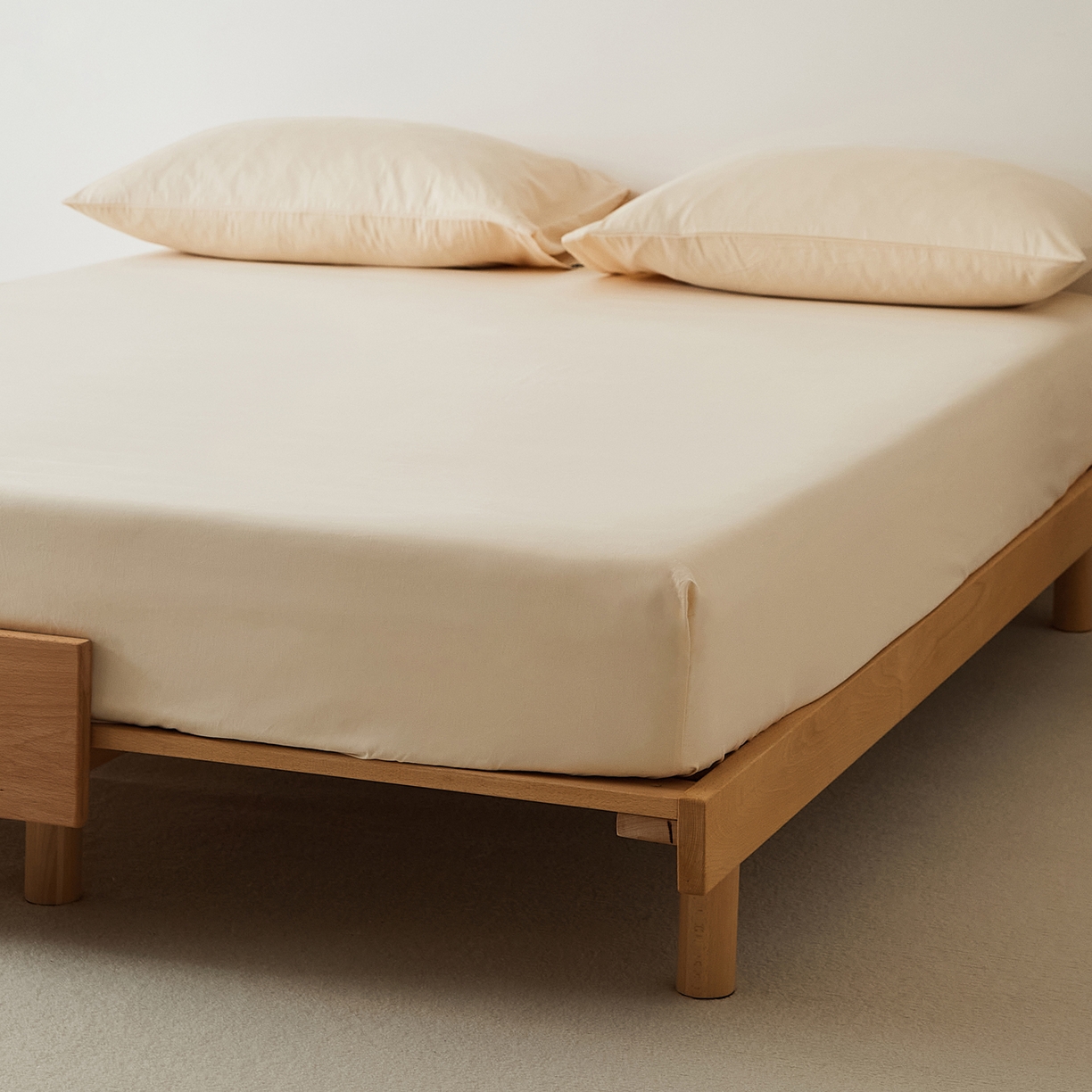 91家纺网 家纺一手货源 找家纺 EH家居 2025新款全棉磨毛纯色单床笠-云栖系列 梨落