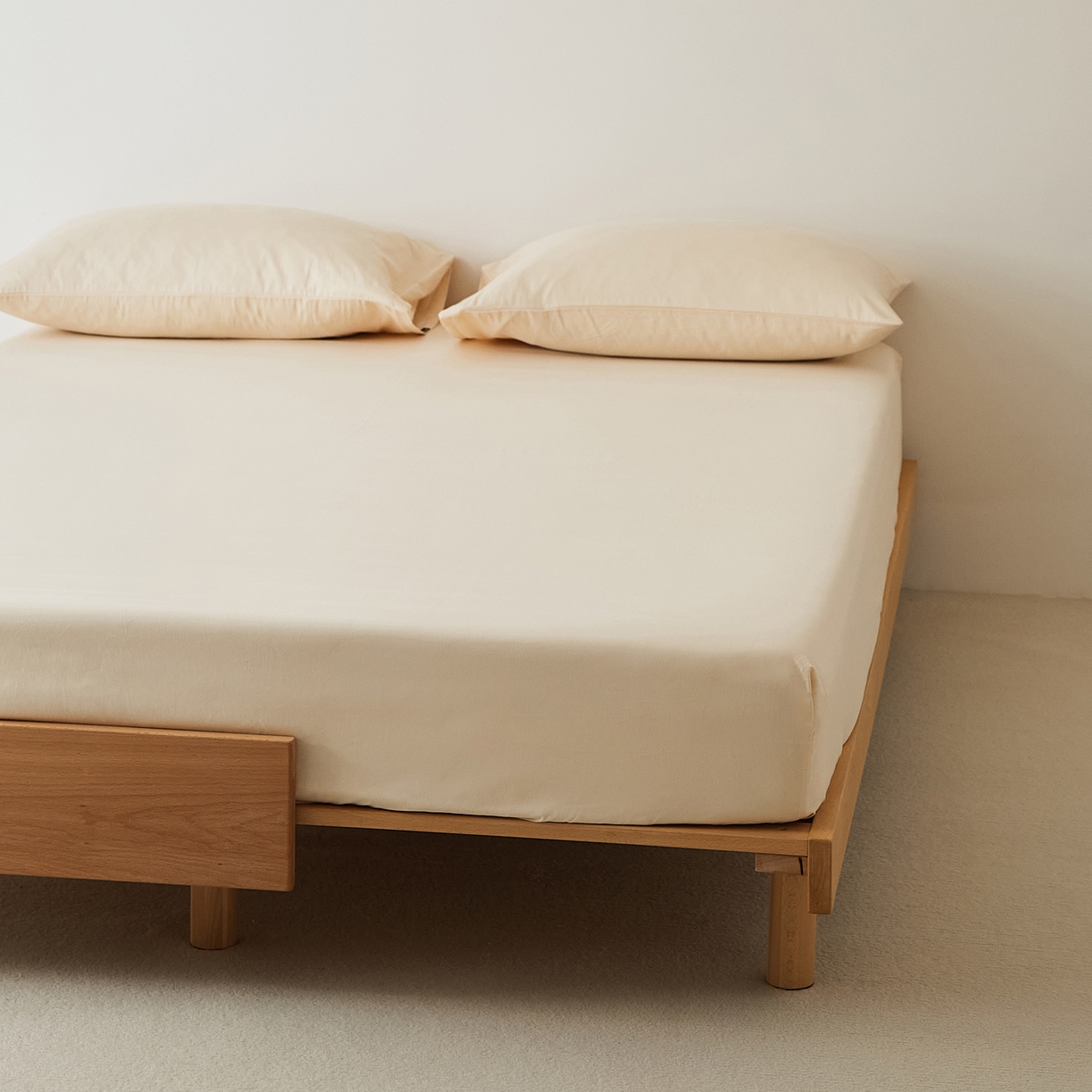 91家纺网 家纺一手货源 找家纺 EH家居 2025新款全棉磨毛纯色单床笠-云栖系列 梨落