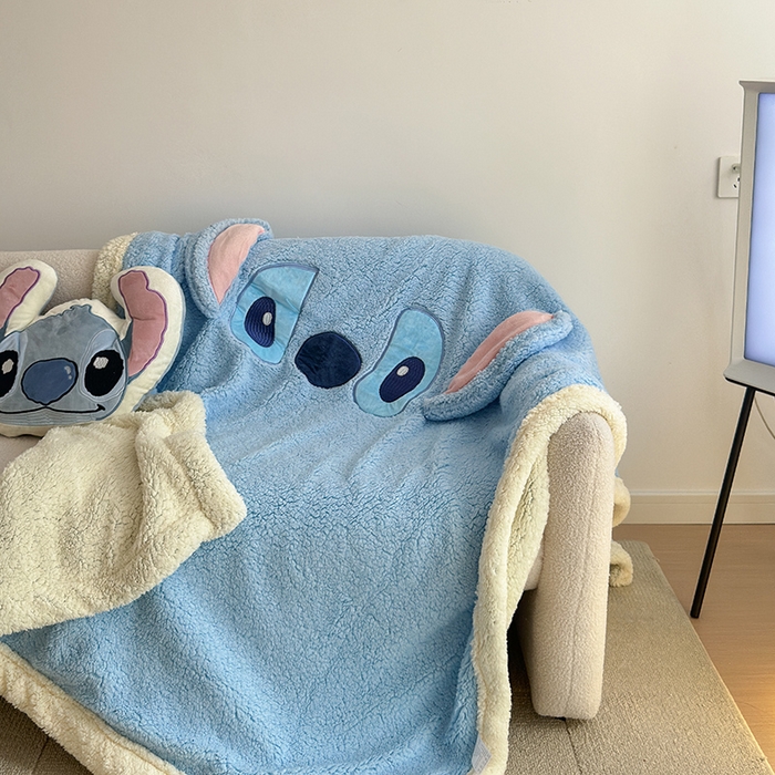 91家纺网 家纺一手货源 找家纺 小叮当家纺仓储工厂店 2025新款A类母婴级迪士尼毛毯牛奶绒毯珊瑚绒毛毯沙发毯盖毯雪花绒毛毯午睡毯子 贴布绣-史迪仔