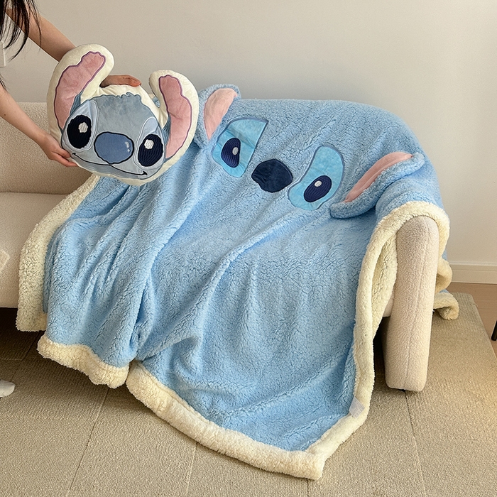 91家纺网 家纺一手货源 找家纺 小叮当家纺仓储工厂店 2025新款A类母婴级迪士尼毛毯牛奶绒毯珊瑚绒毛毯沙发毯盖毯雪花绒毛毯午睡毯子 贴布绣-史迪仔