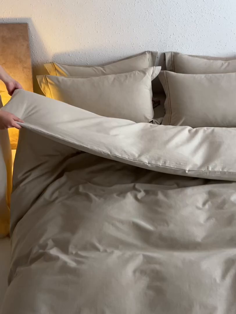 91家纺网 家纺一手货源 找家纺 涵宸家纺 2025新款A类棉麻四件套-简慕 简慕-浅绿