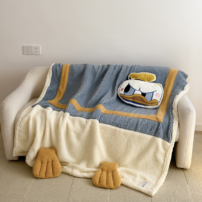 91家纺网 家纺一手货源 找家纺 小叮当家纺仓储工厂店 2025新款A类母婴级迪士尼毛毯牛奶绒毯珊瑚绒毛毯沙发毯盖毯雪花绒毛毯午睡毯子 贴布绣-唐老鸭