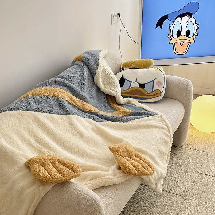 91家纺网 家纺一手货源 找家纺 小叮当家纺仓储工厂店 2025新款A类母婴级迪士尼毛毯牛奶绒毯珊瑚绒毛毯沙发毯盖毯雪花绒毛毯午睡毯子 贴布绣-唐老鸭