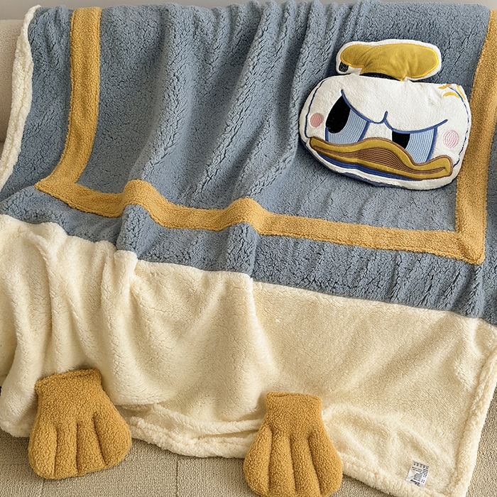 91家纺网 家纺一手货源 找家纺 小叮当家纺仓储工厂店 2025新款A类母婴级迪士尼毛毯牛奶绒毯珊瑚绒毛毯沙发毯盖毯雪花绒毛毯午睡毯子 贴布绣-唐老鸭