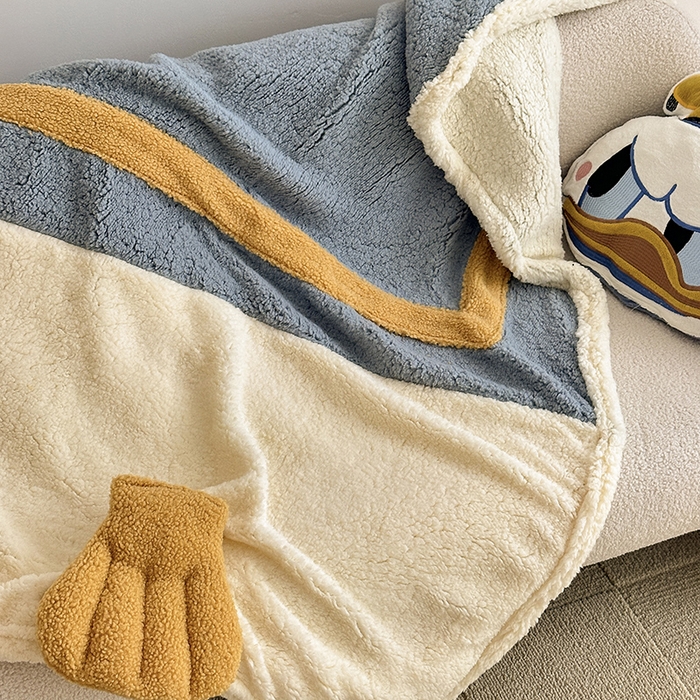 91家纺网 家纺一手货源 找家纺 小叮当家纺仓储工厂店 2025新款A类母婴级迪士尼毛毯牛奶绒毯珊瑚绒毛毯沙发毯盖毯雪花绒毛毯午睡毯子 贴布绣-唐老鸭