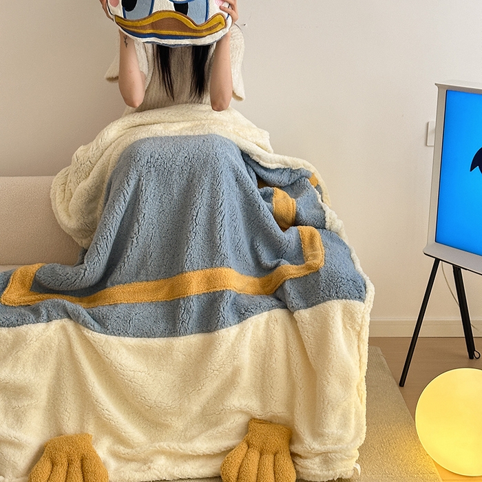 91家纺网 家纺一手货源 找家纺 小叮当家纺仓储工厂店 2025新款A类母婴级迪士尼毛毯牛奶绒毯珊瑚绒毛毯沙发毯盖毯雪花绒毛毯午睡毯子 贴布绣-唐老鸭