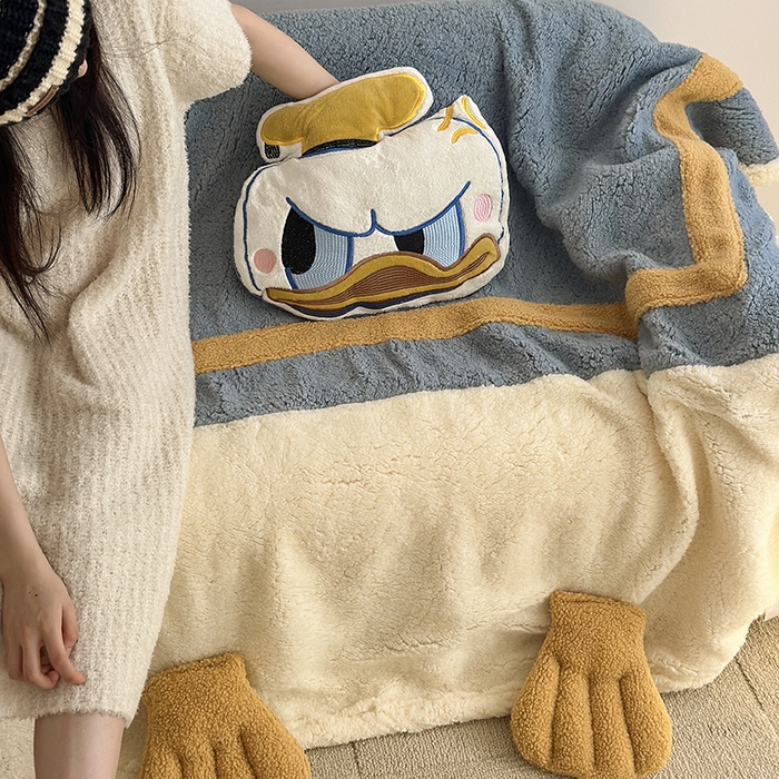 91家纺网 家纺一手货源 找家纺 小叮当家纺仓储工厂店 2025新款A类母婴级迪士尼毛毯牛奶绒毯珊瑚绒毛毯沙发毯盖毯雪花绒毛毯午睡毯子 贴布绣-唐老鸭