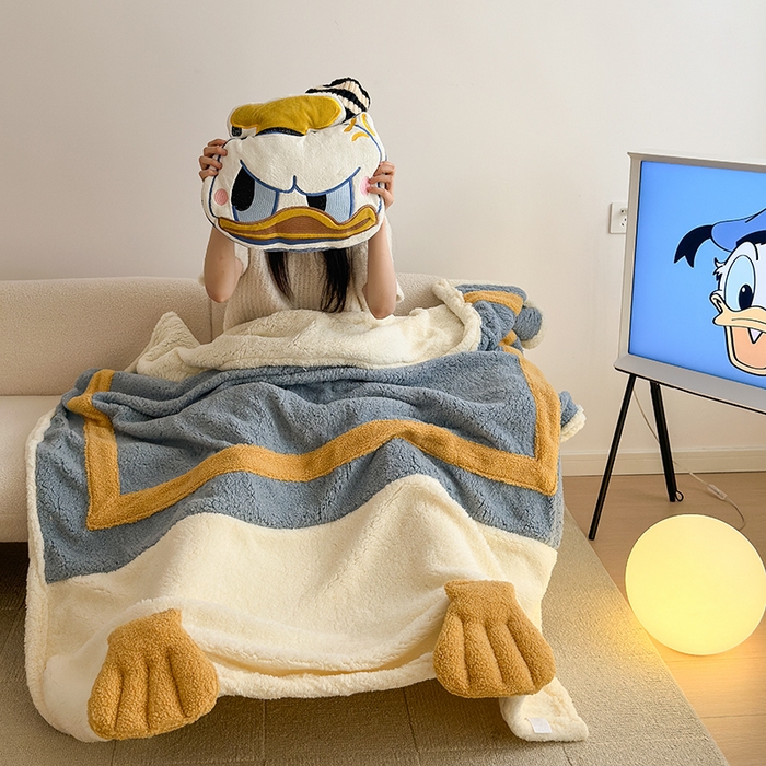 91家纺网 家纺一手货源 找家纺 小叮当家纺仓储工厂店 2025新款A类母婴级迪士尼毛毯牛奶绒毯珊瑚绒毛毯沙发毯盖毯雪花绒毛毯午睡毯子 贴布绣-唐老鸭