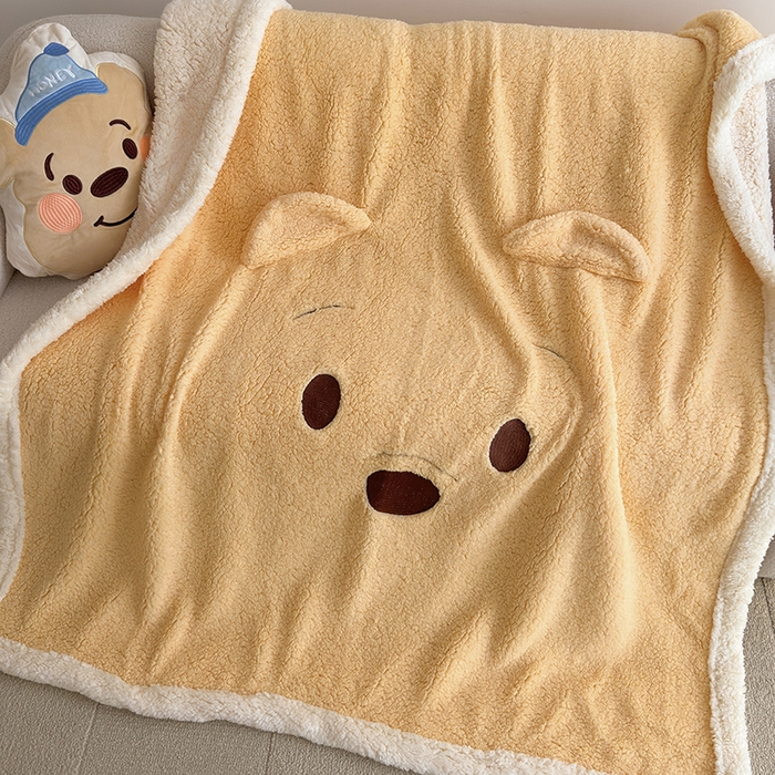 91家纺网 家纺一手货源 找家纺 小叮当家纺仓储工厂店 2025新款A类母婴级迪士尼毛毯牛奶绒毯珊瑚绒毛毯沙发毯盖毯雪花绒毛毯午睡毯子 贴布绣-维尼小熊