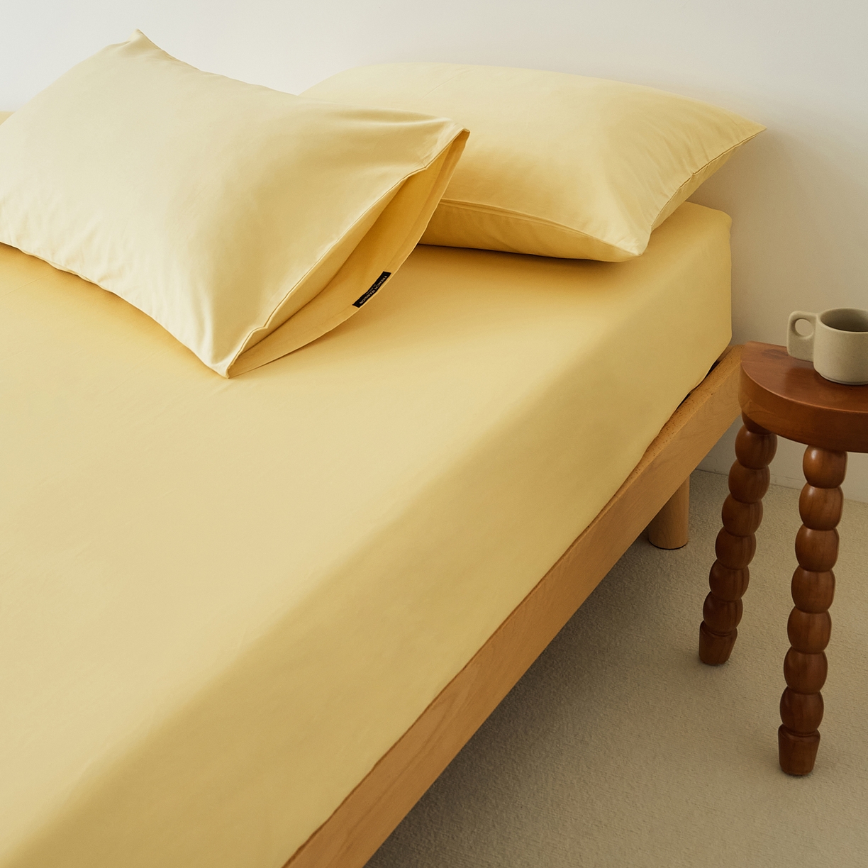 91家纺网 家纺一手货源 找家纺 EH家居 2025新款全棉磨毛纯色单床笠-云栖系列 樱黄