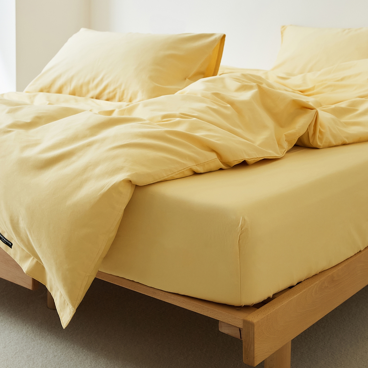 91家纺网 家纺一手货源 找家纺 EH家居 2025新款全棉磨毛纯色单床笠-云栖系列 樱黄