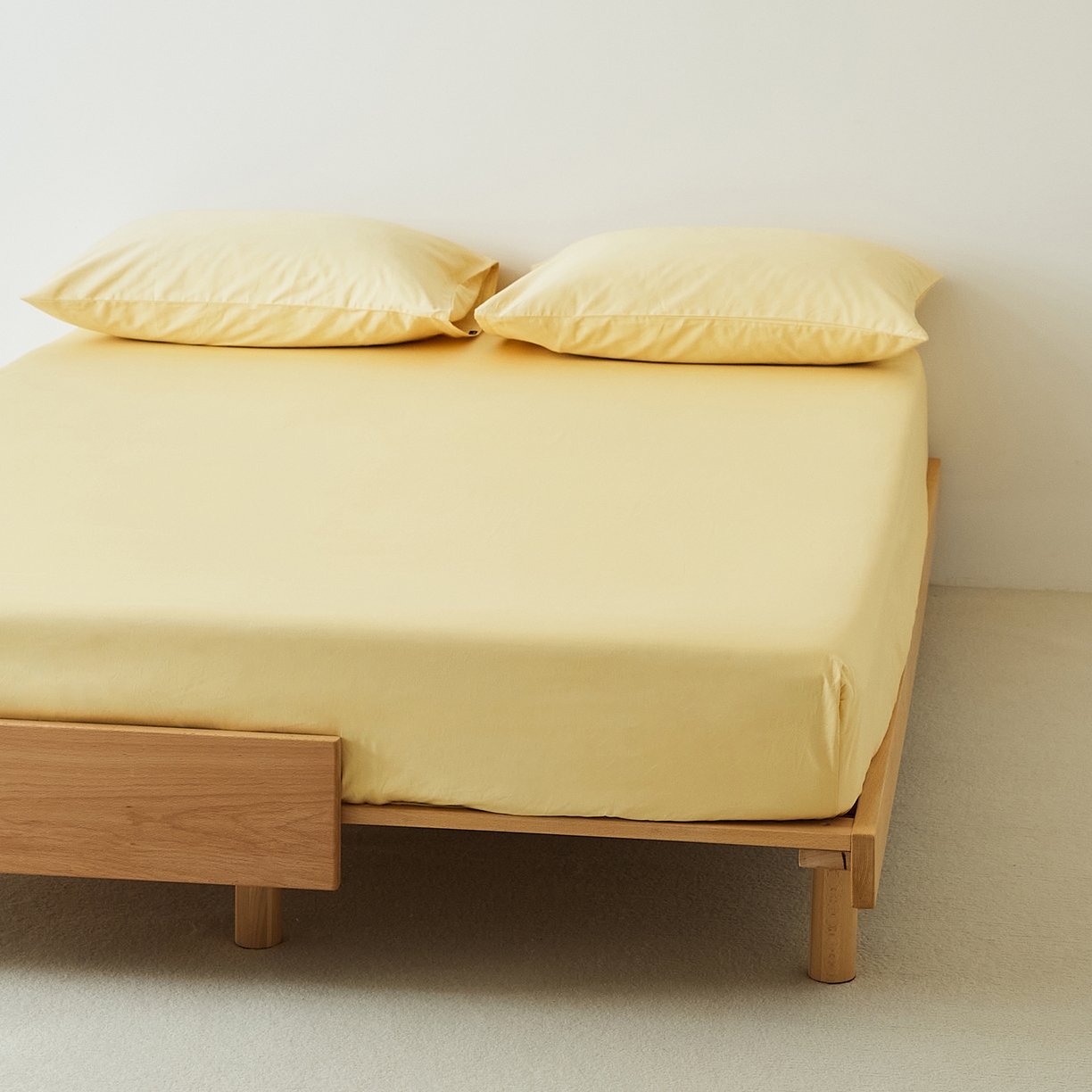 91家纺网 家纺一手货源 找家纺 EH家居 2025新款全棉磨毛纯色单床笠-云栖系列 樱黄