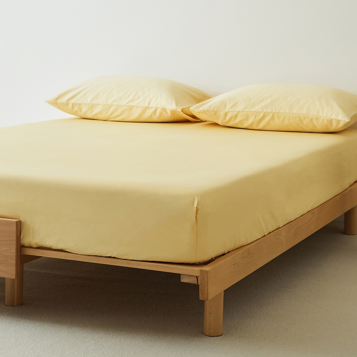 91家纺网 家纺一手货源 找家纺 EH家居 2025新款全棉磨毛纯色单床笠-云栖系列 樱黄