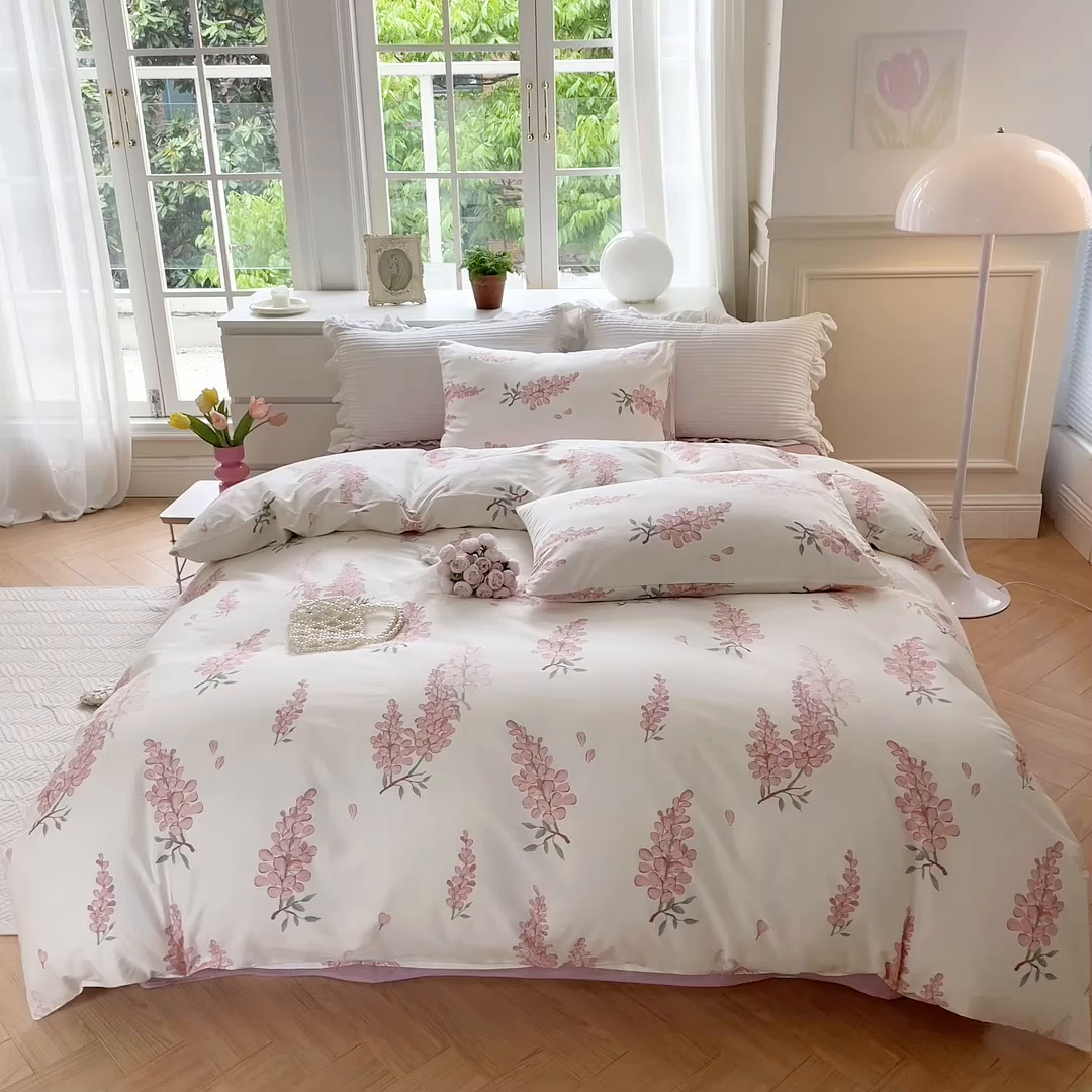 91家纺网 家纺一手货源 找家纺 （总）小叮当家纺仓储工厂店 2025新款A类母婴级40支13372纯棉全棉四件套学生三件套花卉简约宿舍床