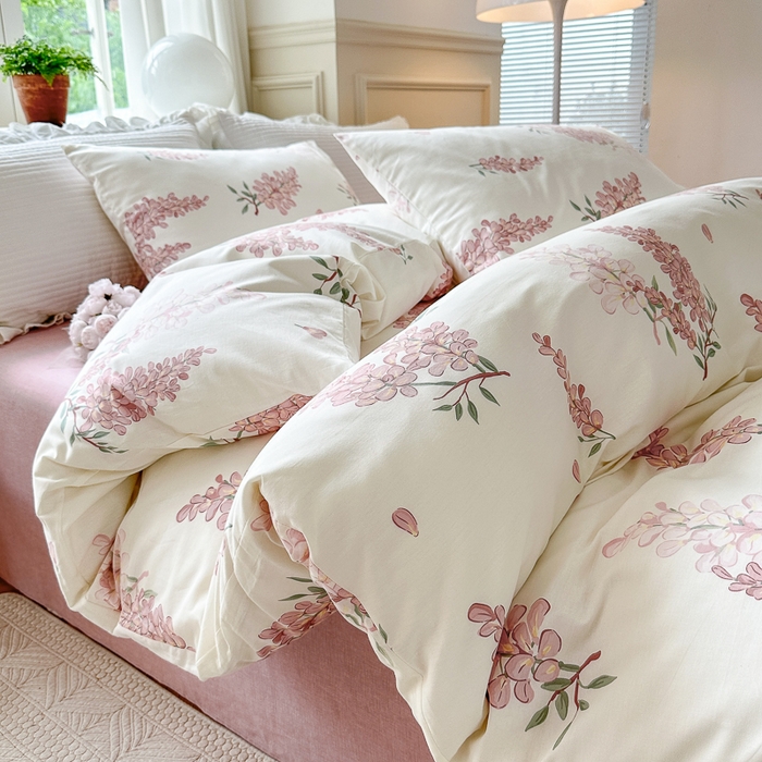 （总）小叮当家纺仓储工厂店 2025新款A类母婴级40支13372纯棉全棉四件套学生三件套花卉简约宿舍床