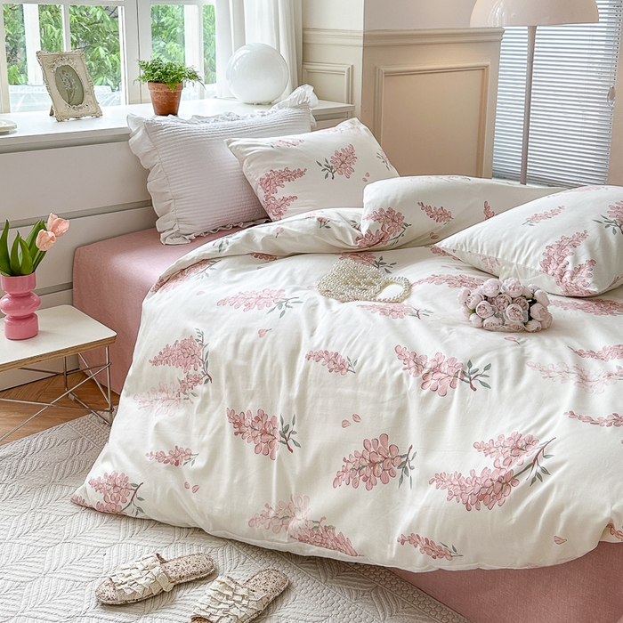 91家纺网 家纺一手货源 找家纺 （总）小叮当家纺仓储工厂店 2025新款A类母婴级40支13372纯棉全棉四件套学生三件套花卉简约宿舍床