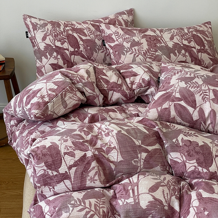 91家纺网 家纺一手货源 找家纺 一比一家纺 2025秋冬新款高克重棉麻原麻复古诧季风原麻四件套-简单款 安缦