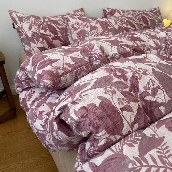 91家纺网 家纺一手货源 找家纺 一比一家纺 2025秋冬新款高克重棉麻原麻复古诧季风原麻四件套-简单款 安缦