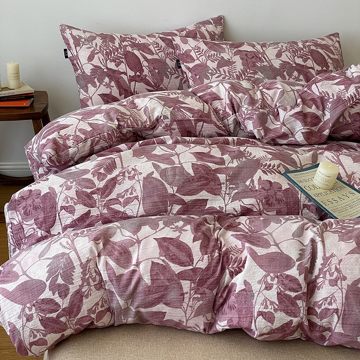 91家纺网 家纺一手货源 找家纺 一比一家纺 2025秋冬新款高克重棉麻原麻复古诧季风原麻四件套-简单款 安缦