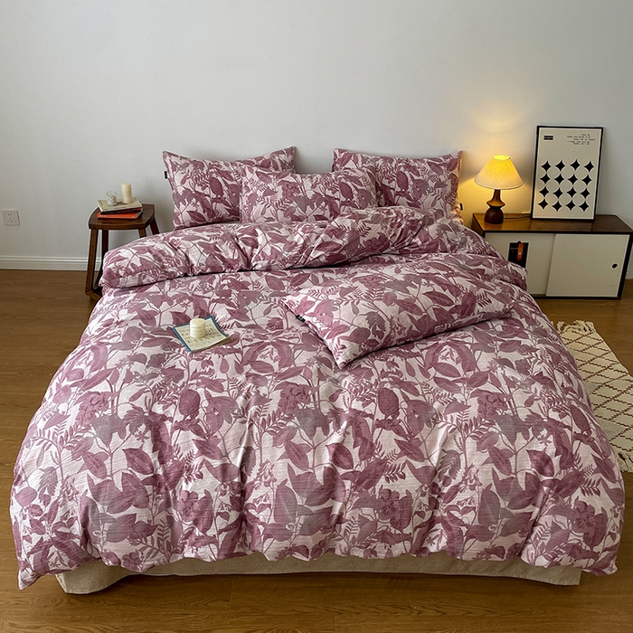 91家纺网 家纺一手货源 找家纺 一比一家纺 2025秋冬新款高克重棉麻原麻复古诧季风原麻四件套-简单款 安缦