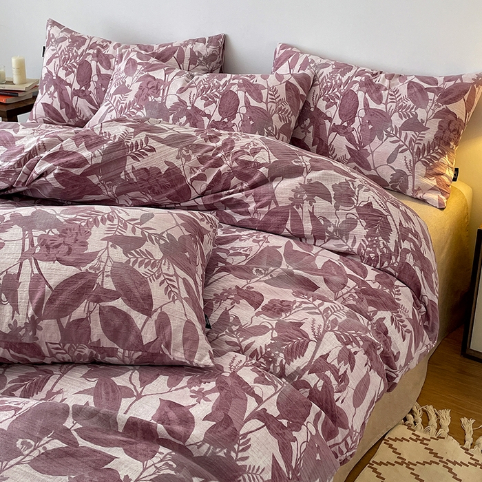 91家纺网 家纺一手货源 找家纺 一比一家纺 2025秋冬新款高克重棉麻原麻复古诧季风原麻四件套-简单款 安缦