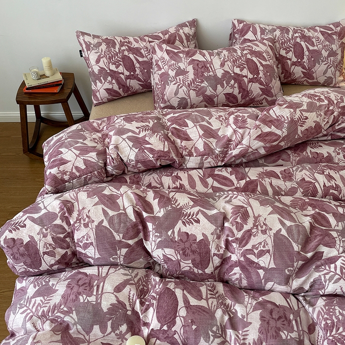 91家纺网 家纺一手货源 找家纺 一比一家纺 2025秋冬新款高克重棉麻原麻复古诧季风原麻四件套-简单款 安缦