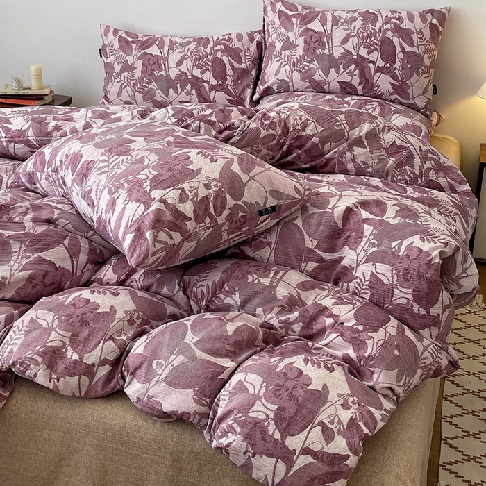 91家纺网 家纺一手货源 找家纺 一比一家纺 2025秋冬新款高克重棉麻原麻复古诧季风原麻四件套-简单款 安缦