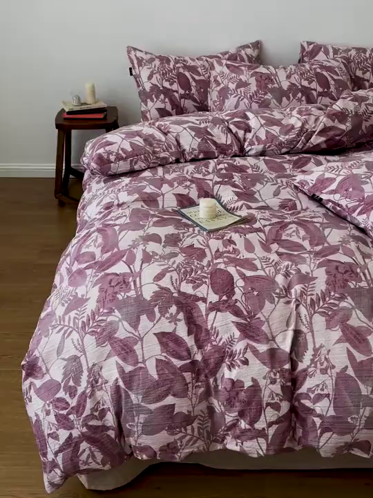 91家纺网 家纺一手货源 找家纺 一比一家纺 2025秋冬新款高克重棉麻原麻复古诧季风原麻四件套-简单款 安缦