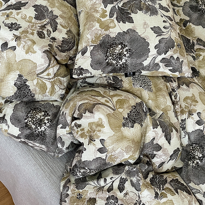 91家纺网 家纺一手货源 找家纺 一比一家纺 2025秋冬新款高克重棉麻原麻复古诧季风原麻四件套-简单款 陌上花开