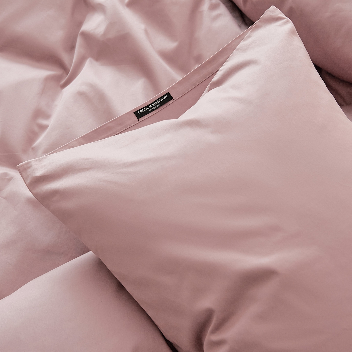 91家纺网 家纺一手货源 找家纺 EH家居 2025新款全棉磨毛纯色单枕套-云栖系列 云栖-粉紫色