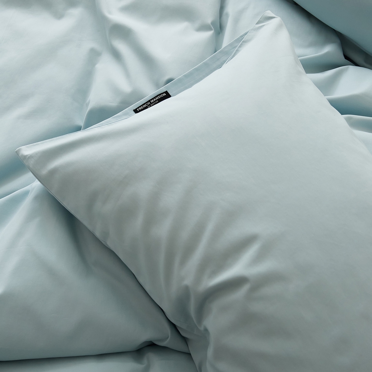 91家纺网 家纺一手货源 找家纺 EH家居 2025新款全棉磨毛纯色单枕套-云栖系列 云栖-海蓝