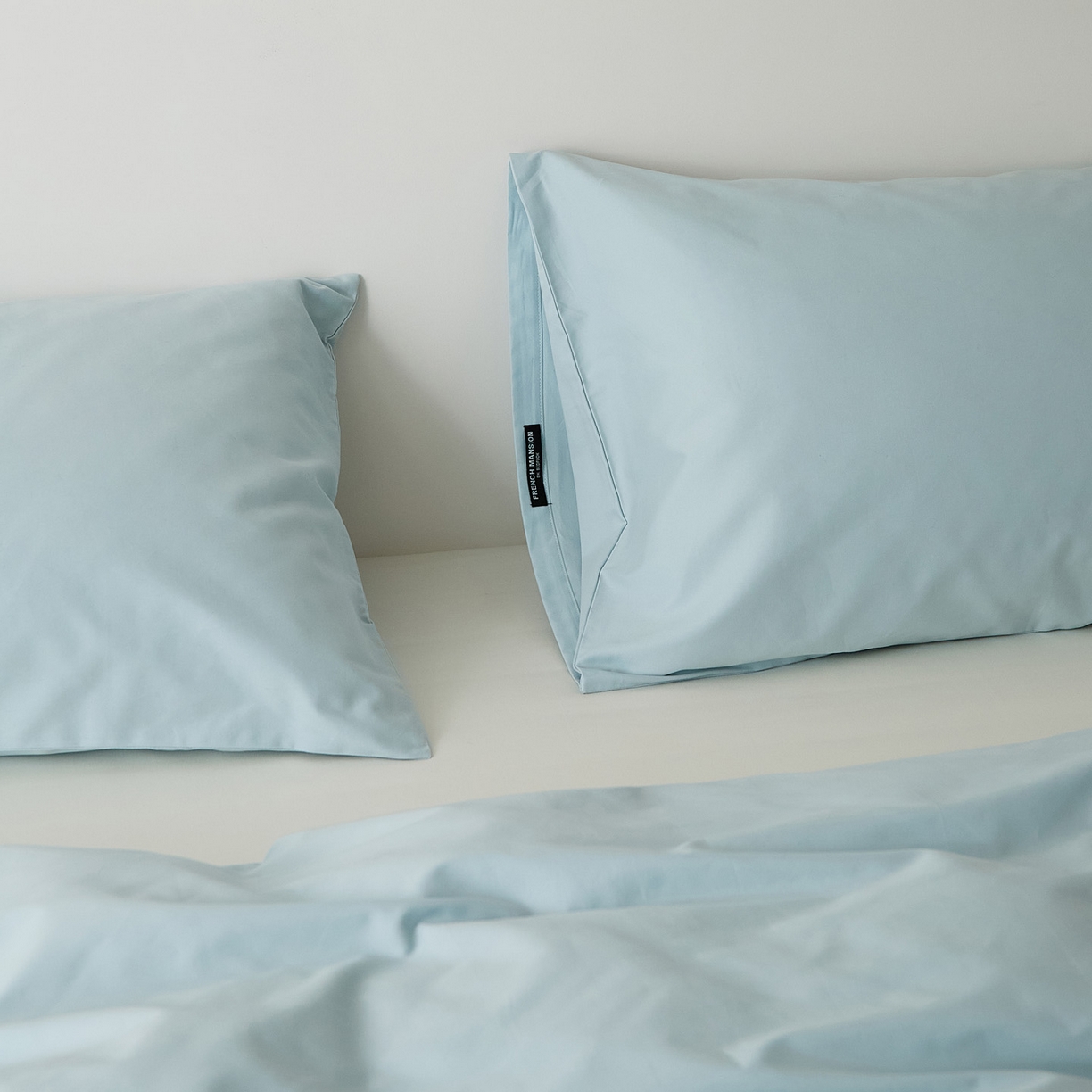 91家纺网 家纺一手货源 找家纺 EH家居 2025新款全棉磨毛纯色单枕套-云栖系列 云栖-海蓝