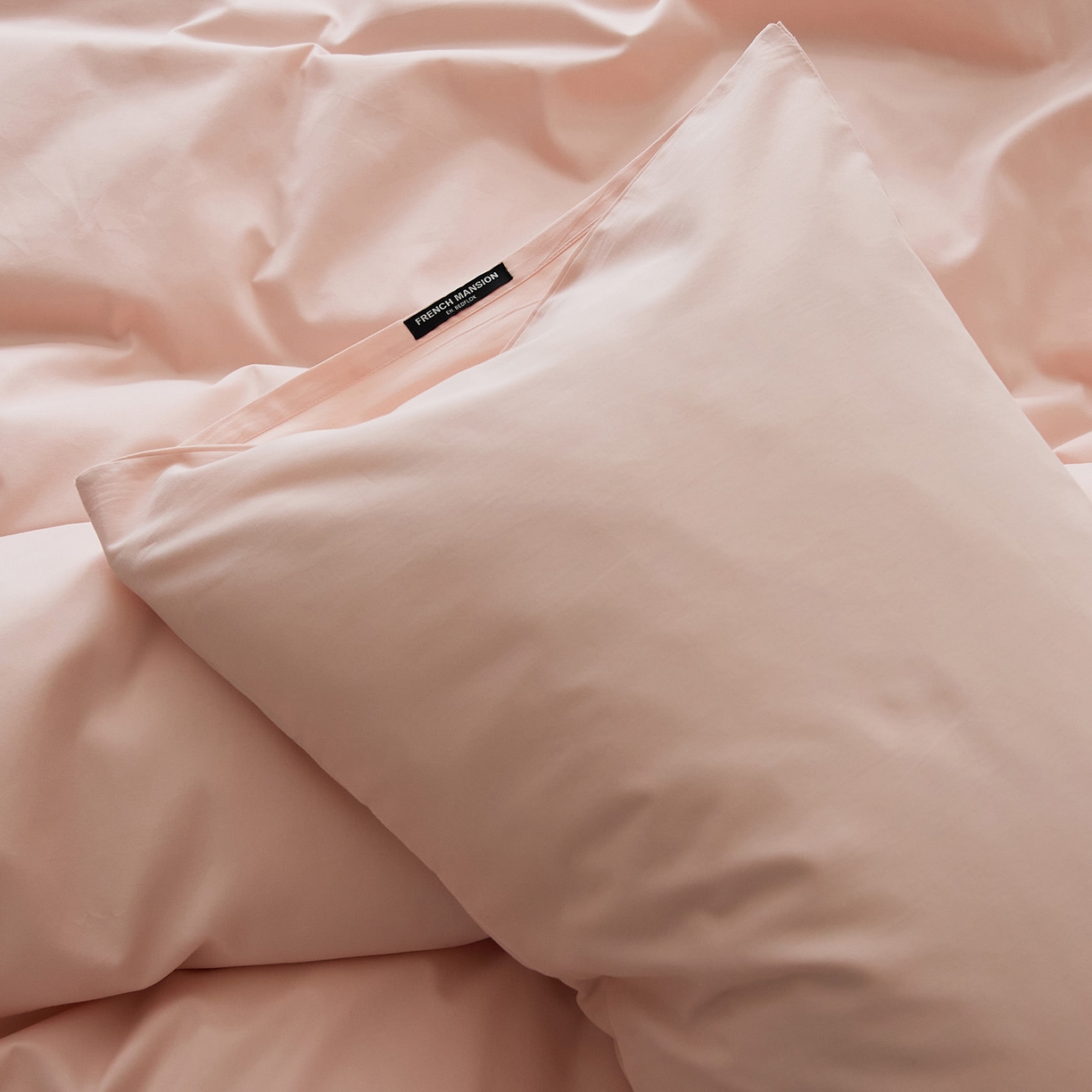 91家纺网 家纺一手货源 找家纺 EH家居 2025新款全棉磨毛纯色单枕套-云栖系列 云栖-莲粉色