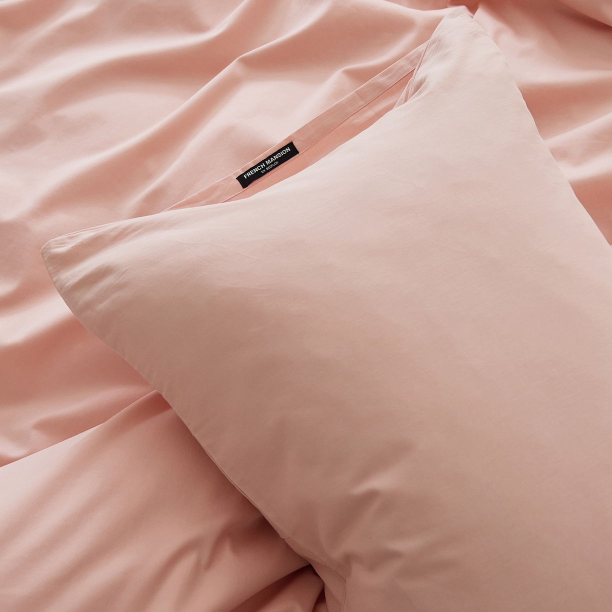 91家纺网 家纺一手货源 找家纺 EH家居 2025新款全棉磨毛纯色单枕套-云栖系列 云栖-水粉