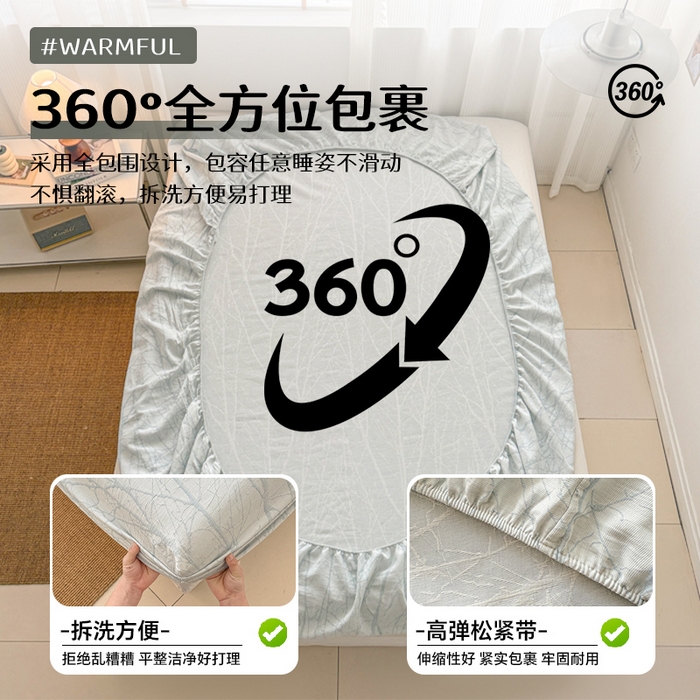 91家纺网 家纺一手货源 找家纺 （总）眠博士 2025新款全棉纯棉三层纱床笠单品床笠床笠单件