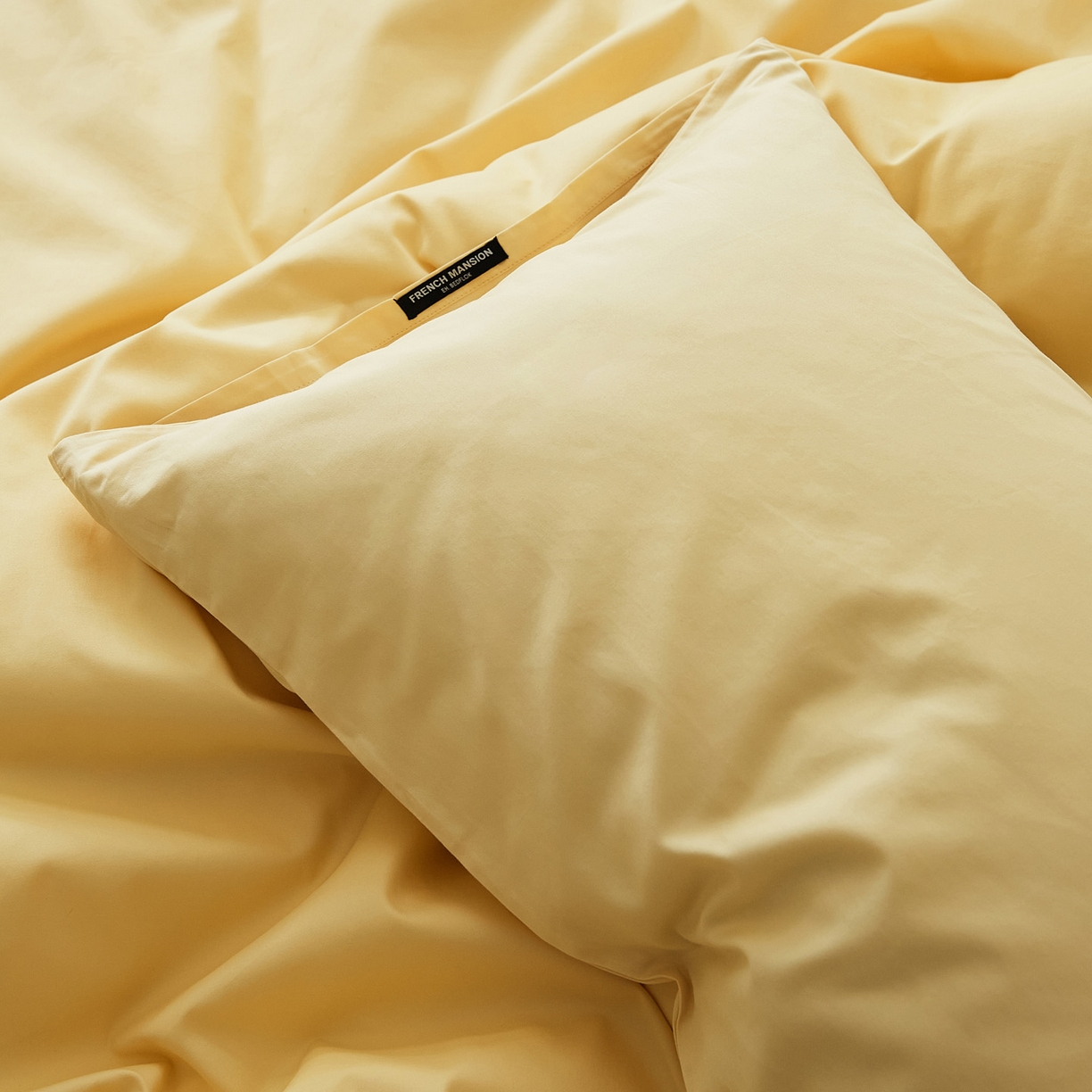 91家纺网 家纺一手货源 找家纺 EH家居 2025新款全棉磨毛纯色单枕套-云栖系列 云栖-樱黄