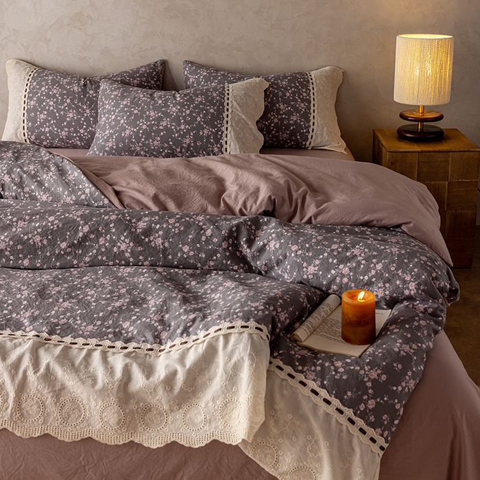 91家纺网 家纺一手货源 找家纺 （总）芯贝儿 2025新款加厚全m花边双层纱水洗m四件套