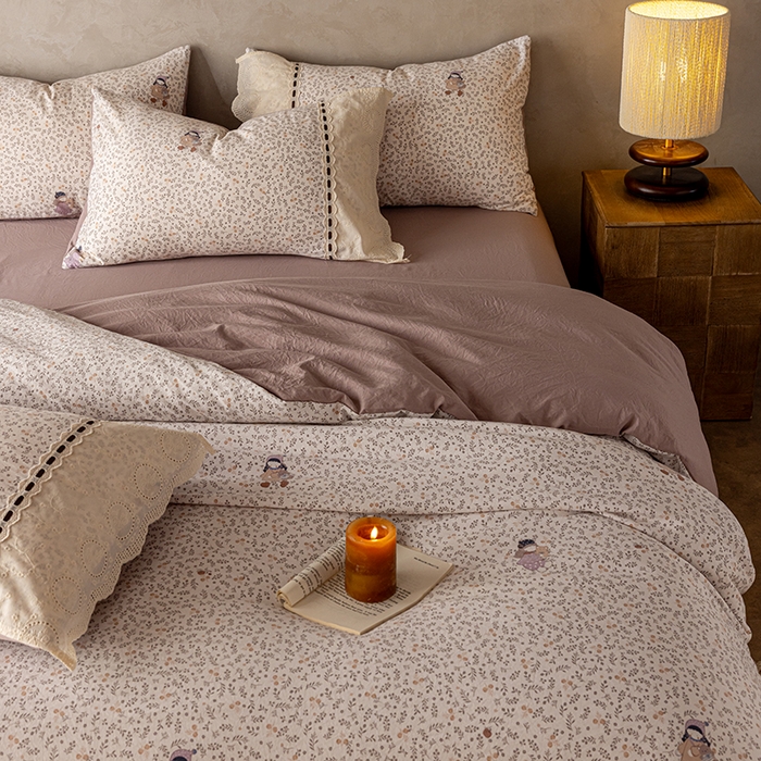 91家纺网 家纺一手货源 找家纺 （总）芯贝儿 2025新款加厚全m花边双层纱水洗m四件套