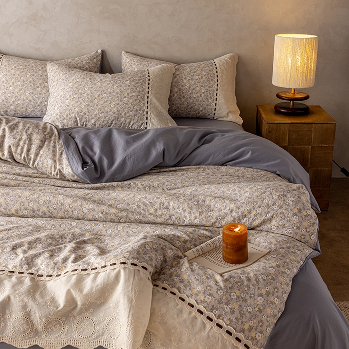 91家纺网 家纺一手货源 找家纺 （总）芯贝儿 2025新款加厚全m花边双层纱水洗m四件套