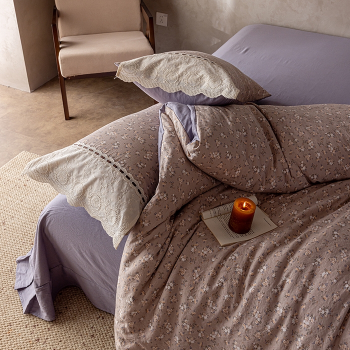 91家纺网 家纺一手货源 找家纺 芯贝儿 2025新款加厚全m花边双层纱水洗m四件套 云水瑶