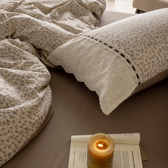 91家纺网 家纺一手货源 找家纺 芯贝儿 2025新款加厚全m花边双层纱水洗m四件套 夕颜