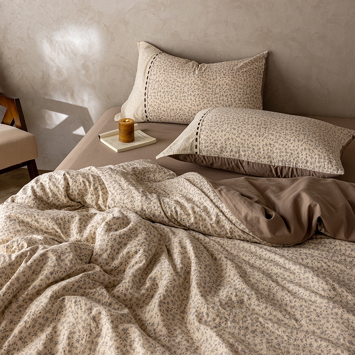 91家纺网 家纺一手货源 找家纺 芯贝儿 2025新款加厚全m花边双层纱水洗m四件套 夕颜