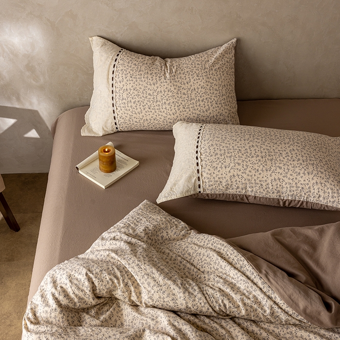 91家纺网 家纺一手货源 找家纺 芯贝儿 2025新款加厚全m花边双层纱水洗m四件套 夕颜