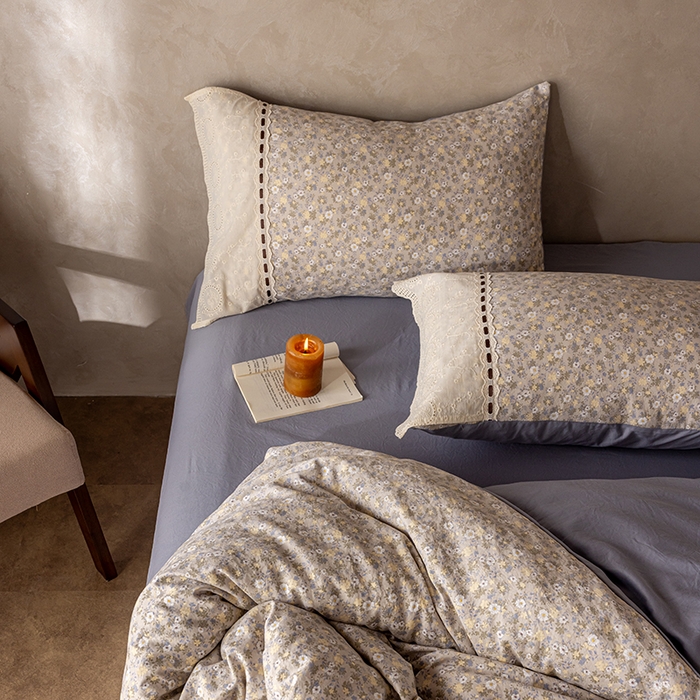 91家纺网 家纺一手货源 找家纺 芯贝儿 2025新款加厚全m花边双层纱水洗m四件套 秋海棠