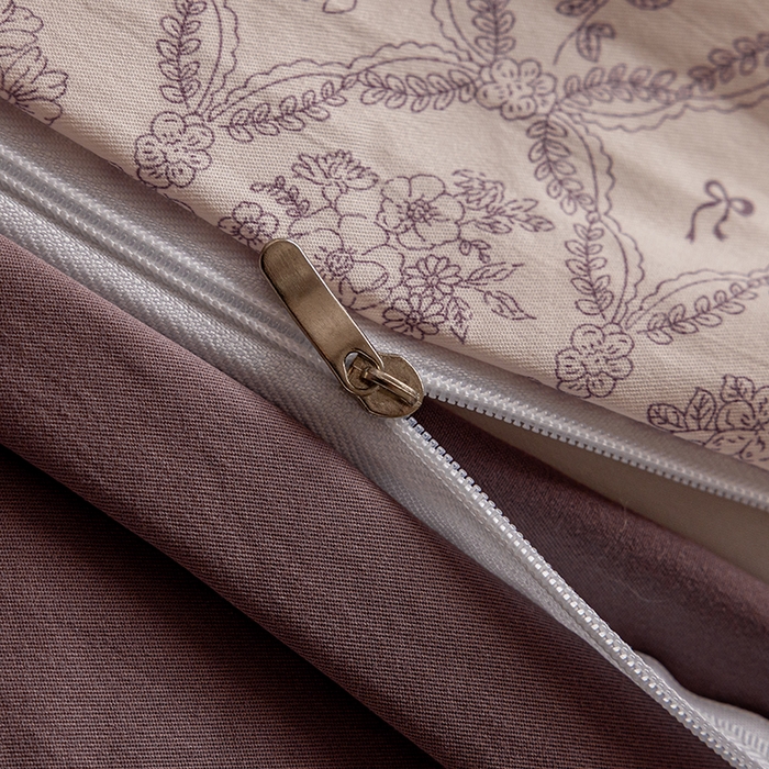 91家纺网 家纺一手货源 找家纺 芯贝儿 2025新款加厚全m花边双层纱水洗m四件套 安娜粉