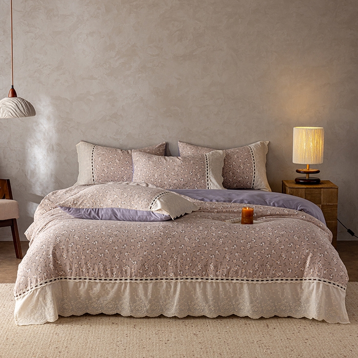 芯贝儿 2025新款加厚全m花边双层纱水洗m四件套 云水瑶