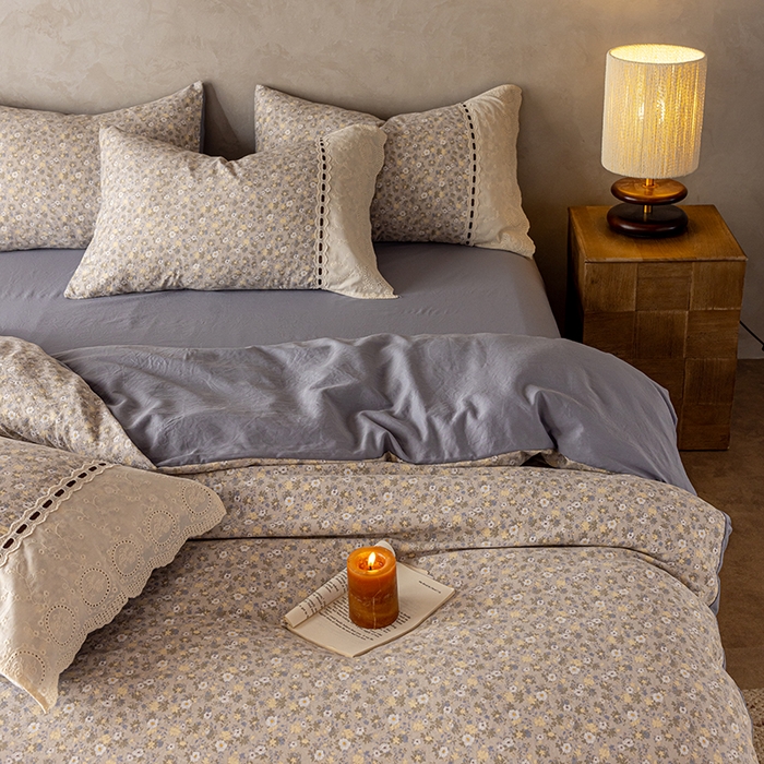 91家纺网 家纺一手货源 找家纺 芯贝儿 2025新款加厚全m花边双层纱水洗m四件套 秋海棠